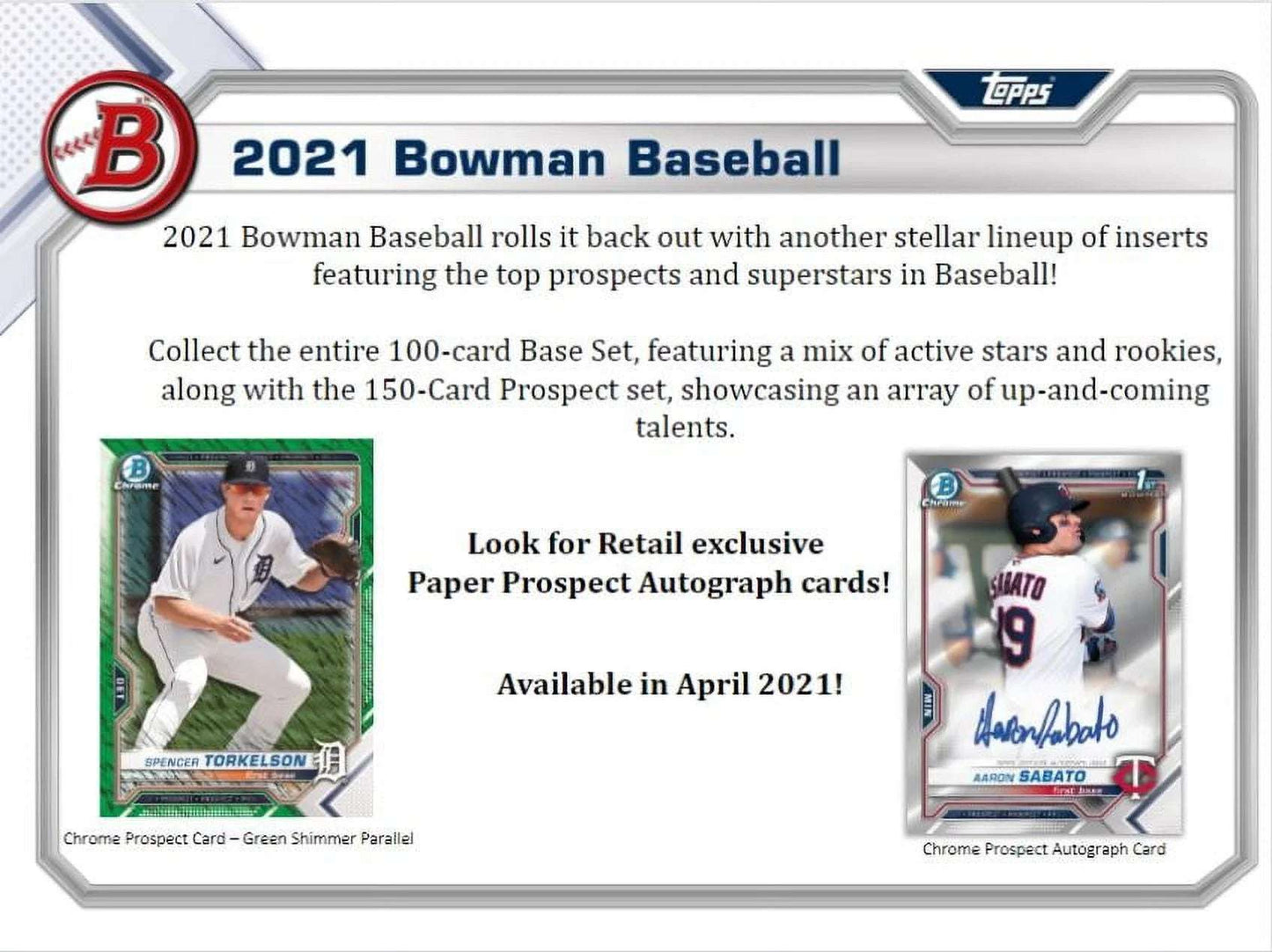2021 Bowman Baseball MLB Trading Cards Blaster Box- 72 Cards Total
