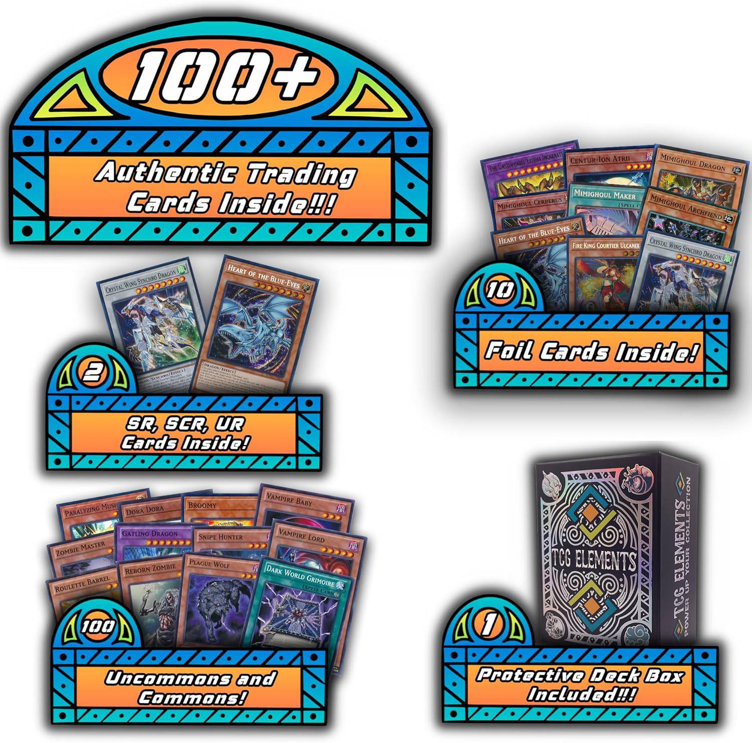 VaultCards Yu-Gi-Oh! Bundle – 100 Commons & Uncommons, 10 Foils, 2 Rare Hits + Storage Case - VaultCards shop