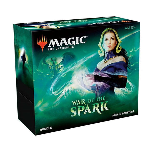 Magic: the Gathering War of the Spark Bundle- 10 Booster Packs | 10 Planeswalker Trading Cards | 1 Spindown Life Counter