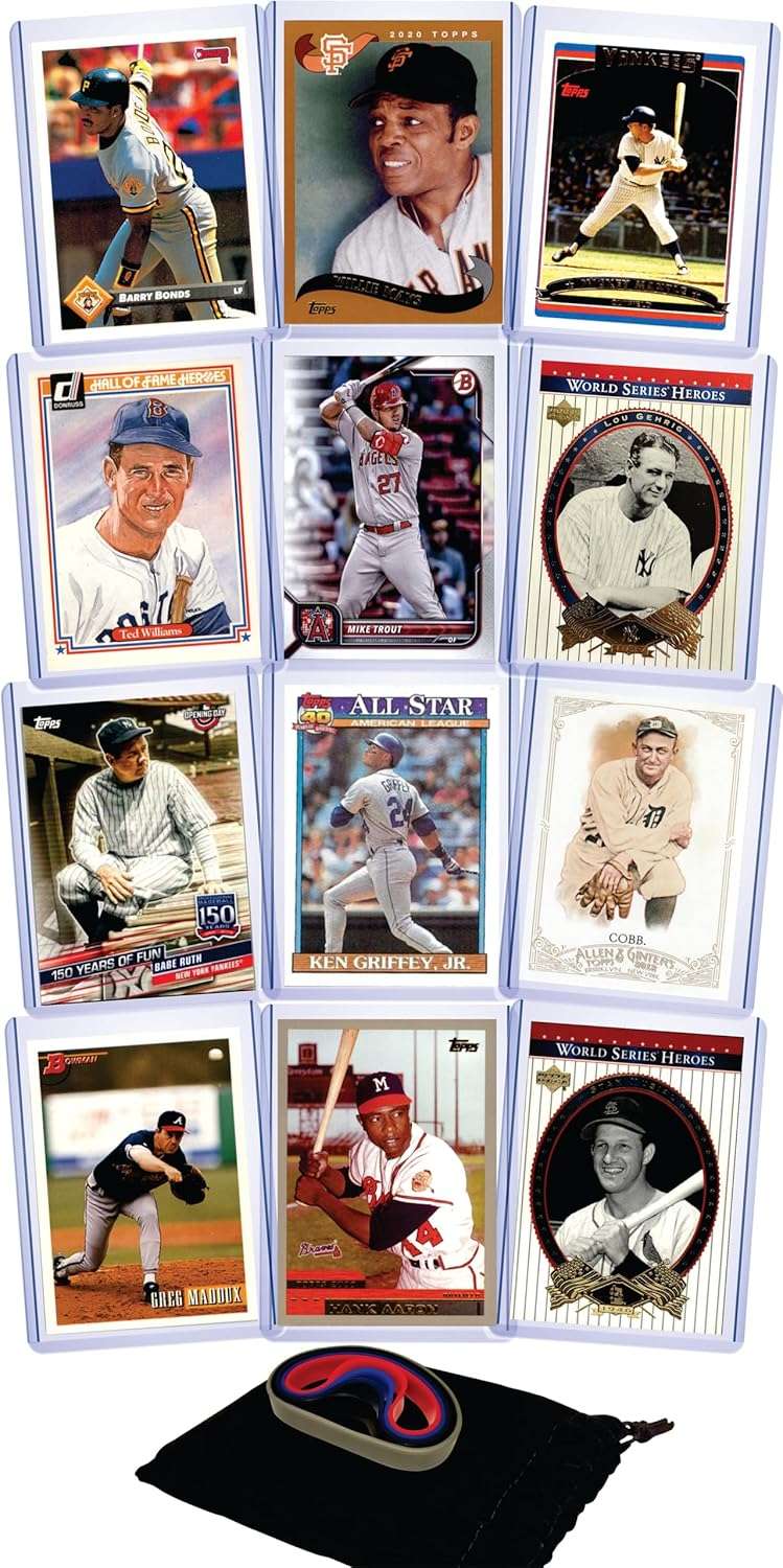 VaultCards Baseball GOATs Gift Pack – 12 Legendary Players Including Babe Ruth, Mickey Mantle, Ken Griffey Jr., & Mike Trout | Collector’s Set with Sleeves, Toploaders & Gift Box - VaultCards shop