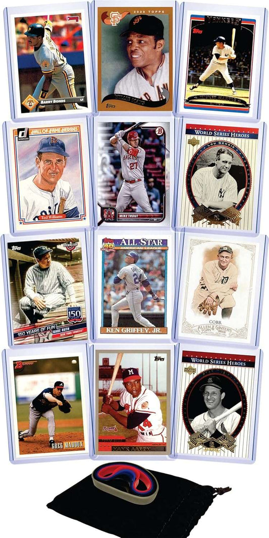 VaultCards Baseball GOATs Gift Pack – 12 Legendary Players Including Babe Ruth, Mickey Mantle, Ken Griffey Jr., & Mike Trout | Collector’s Set with Sleeves, Toploaders & Gift Box - VaultCards shop