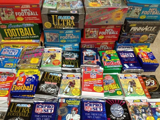 VaultCards NFL Football Vintage Wax Pack Lot — 200 Sealed Cards from Topps, Score, Pro Set, Upper Deck & Fleer Ultra - VaultCards shop