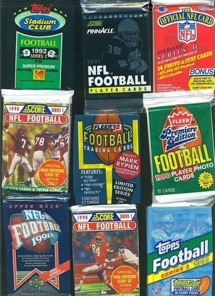 VaultCards Vintage NFL Football Cards – 100+ Cards in Factory Sealed Wax Packs | 1980s-1990s Mix - VaultCards shop